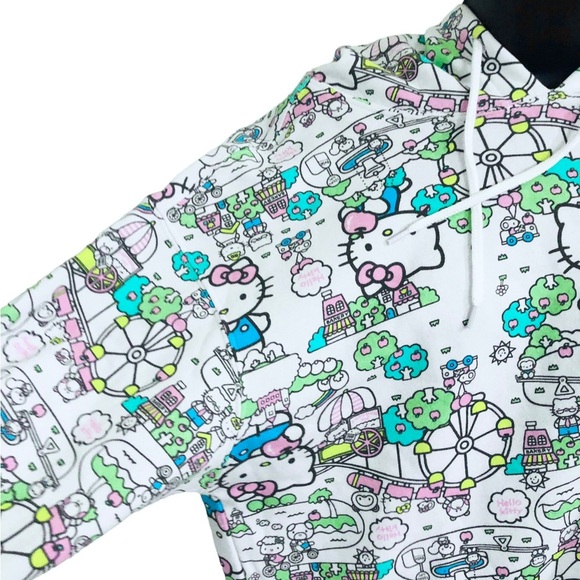 Hello kitty graphic print hello kitty city park monogram cozy hoodie size medium - Picture 6 of 16